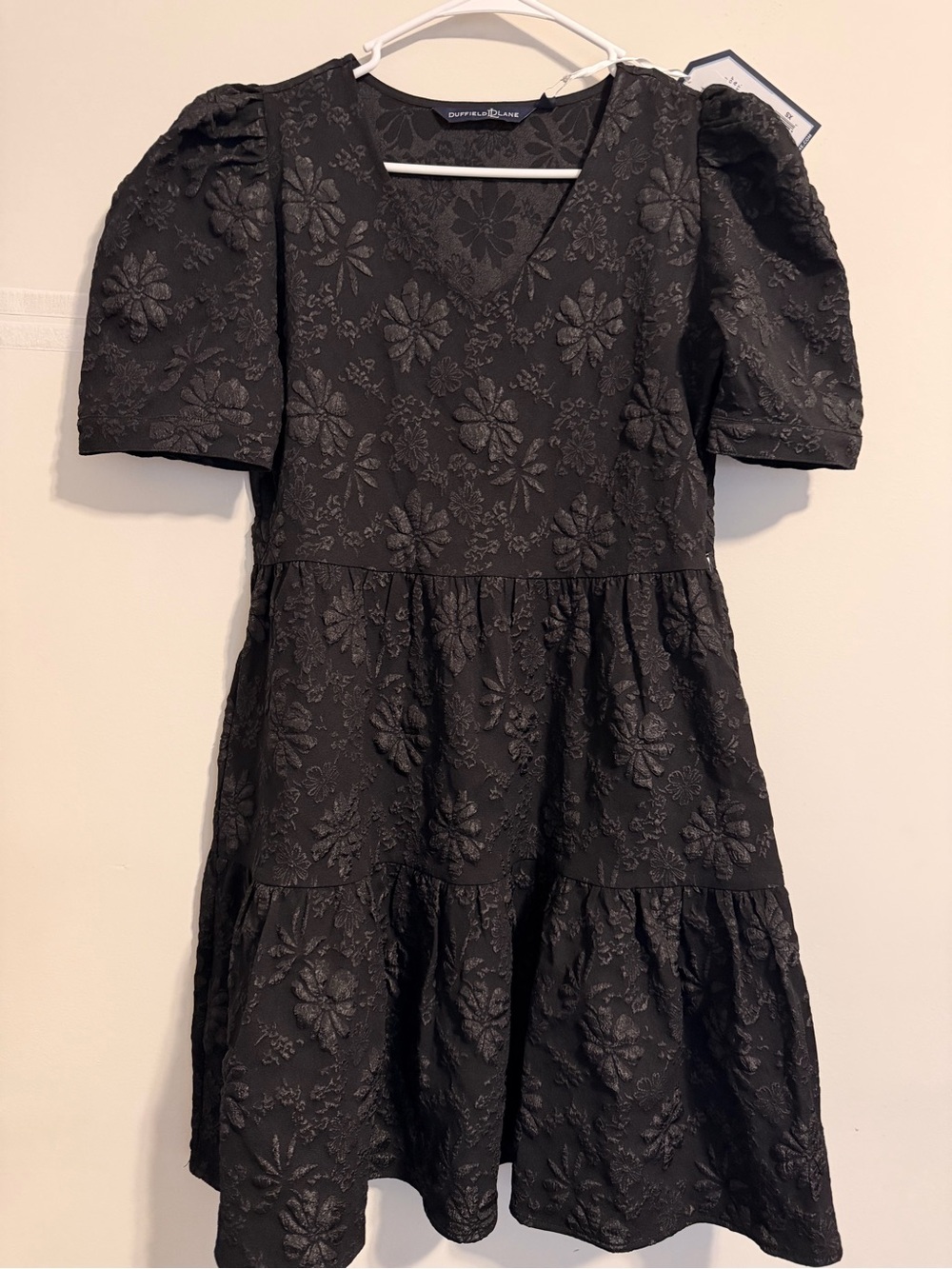 Duffield Lane Black Floral Embroidered Midi Dress